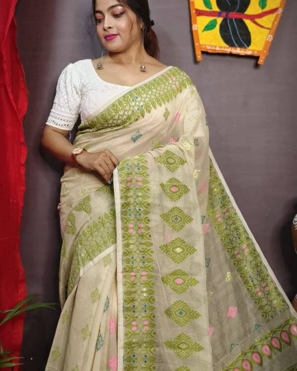 Exclusive Mushroom Dhakai Jamdani Saree