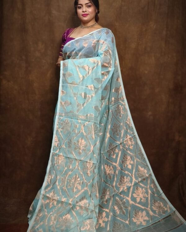 Soft Copper Joriwork Jamdani Sari