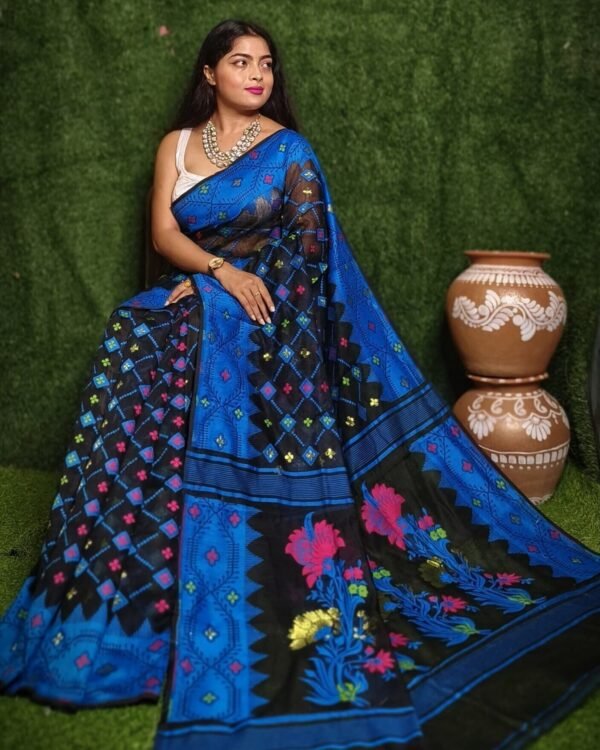 Black Soft Dhakai Jamdani Saree
