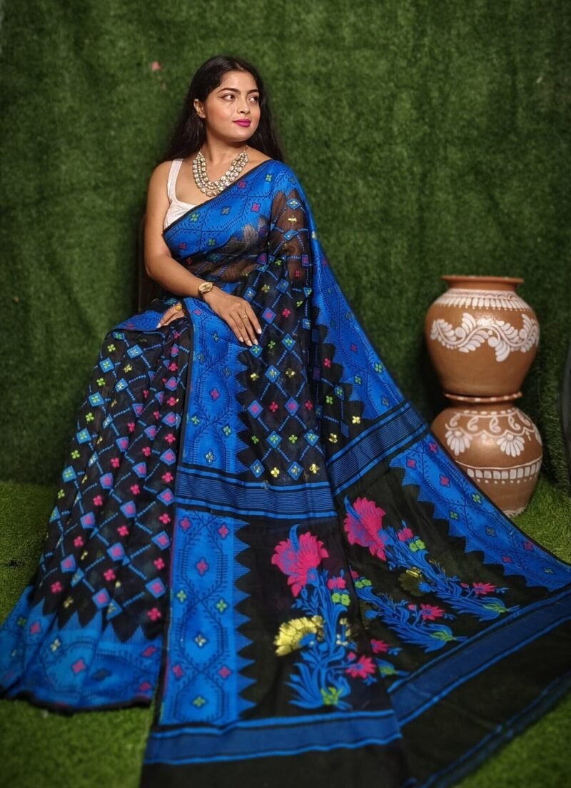Black Soft Dhakai Jamdani Saree