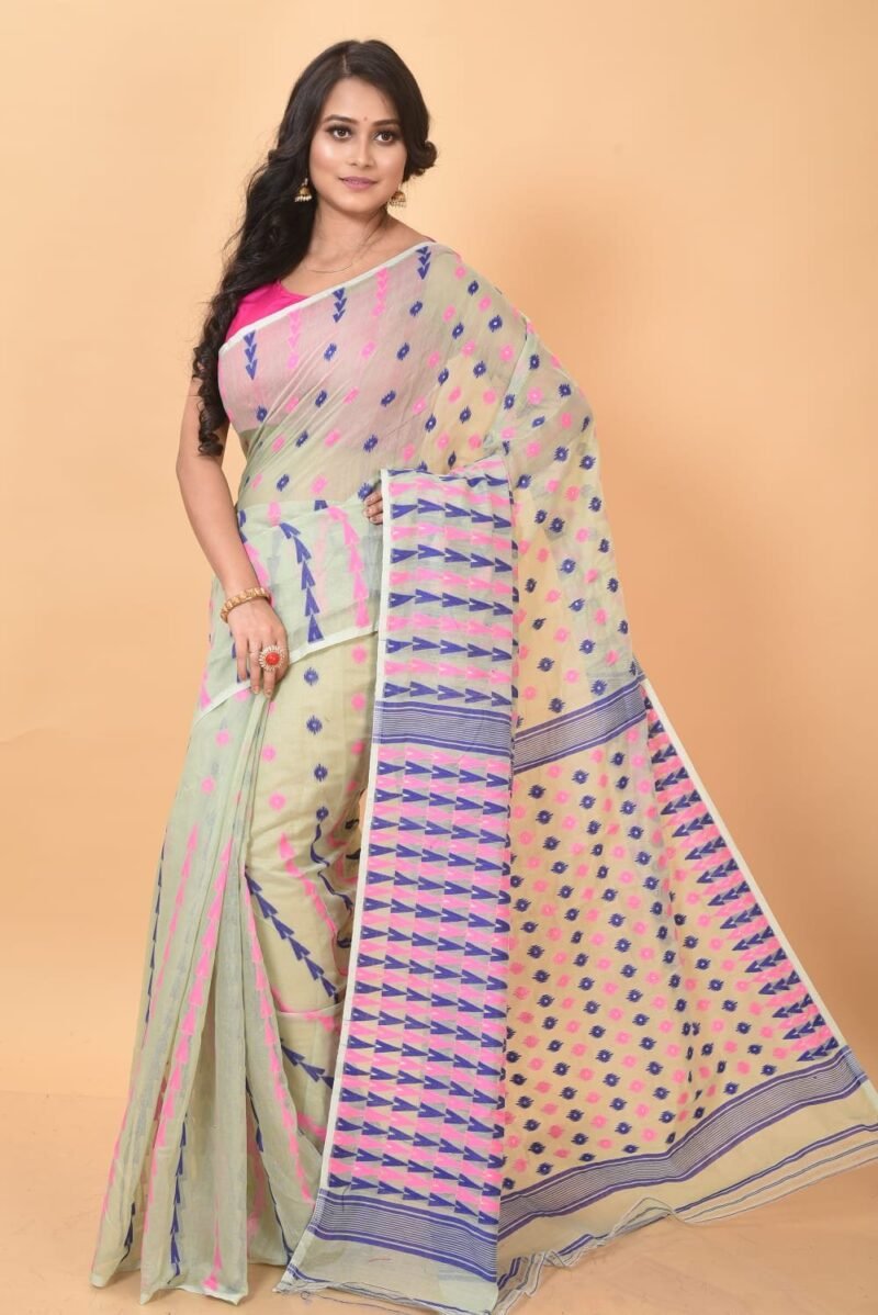Vanilla Soft Dhakai Jamdani Sari
