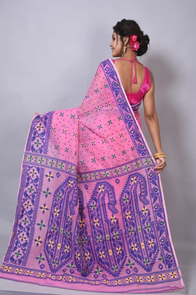 Persian Pink Soft Dhakai Jamdani Saree