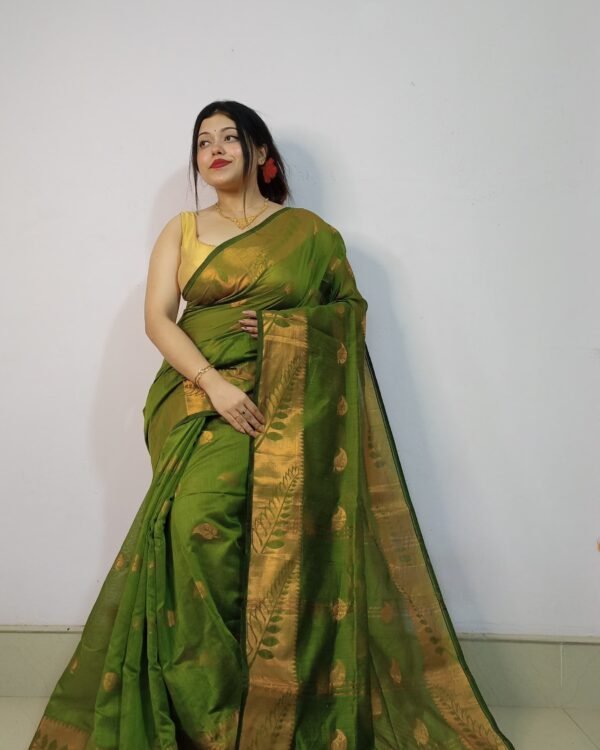 New Cotton Silk Leaf Saree