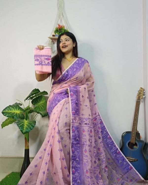 Light Pink Soft New Jhumko Dhakai Jamdani Saree