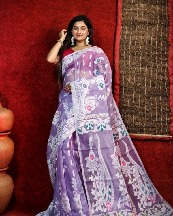 Subholata Soft Purple Jamdani Saree