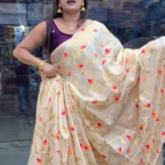 Cotton Resham / Half Mosline Tantuja Design Saree With Worked Blouse Piece