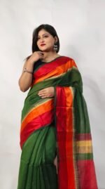 New Cotton Silk Maheswari Handloom Saree With Pallu Colour B.P. - Image 3