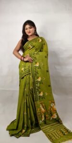 New Khadi Pakhi & Lota Buti Design Saree With B.P. - Image 3