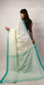 Khadi Cotton Manjuri Check Saree With B.P. - Image 3