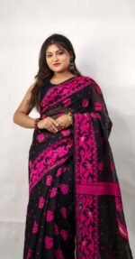 New Unique Silk Khadi PEACOCK Buti Saree With Running B.P. - Image 4