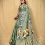 New Khadi Pakhi & Lota Buti Design Saree With B.P.