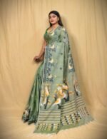 New Khadi Pakhi & Lota Buti Design Saree With B.P.
