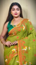 New Khadi Pakhi & Lota Buti Design Saree With B.P. - Image 2