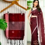 Bloom Buti Handloom Cotton Saree With Tassel Pallu & B.P.