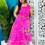 Sunshine Floral Handloom Churidar Piece With Designer Dupatta