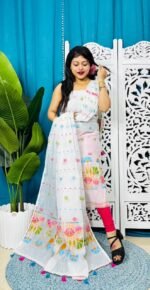 Sunshine Floral Handloom Churidar Piece With Designer Dupatta - Image 3