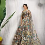 Elegant Floral Jamdani Style Soft Resham Saree with Running B.P.