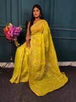 All Over Moslin Jamdani Saree With Hand Aari Kardana Work With Matching Embellished B.P. - Image 2