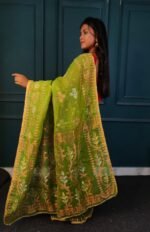 All Over Moslin Jamdani Saree With Hand Aari Kardana Work With Matching Embellished B.P. - Image 4