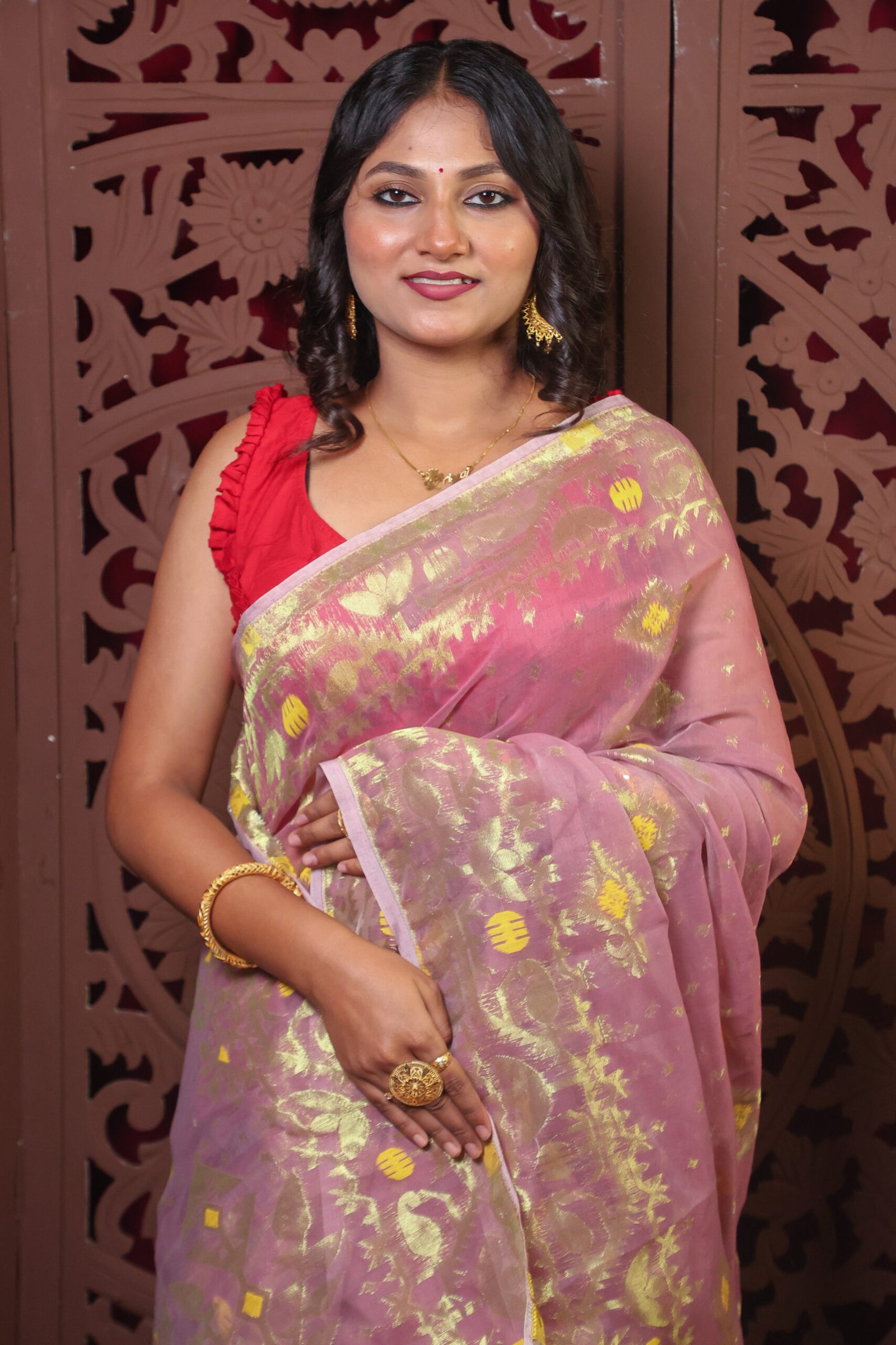 E2 Trivuj Jamdani Saree With B.P. - Image 1