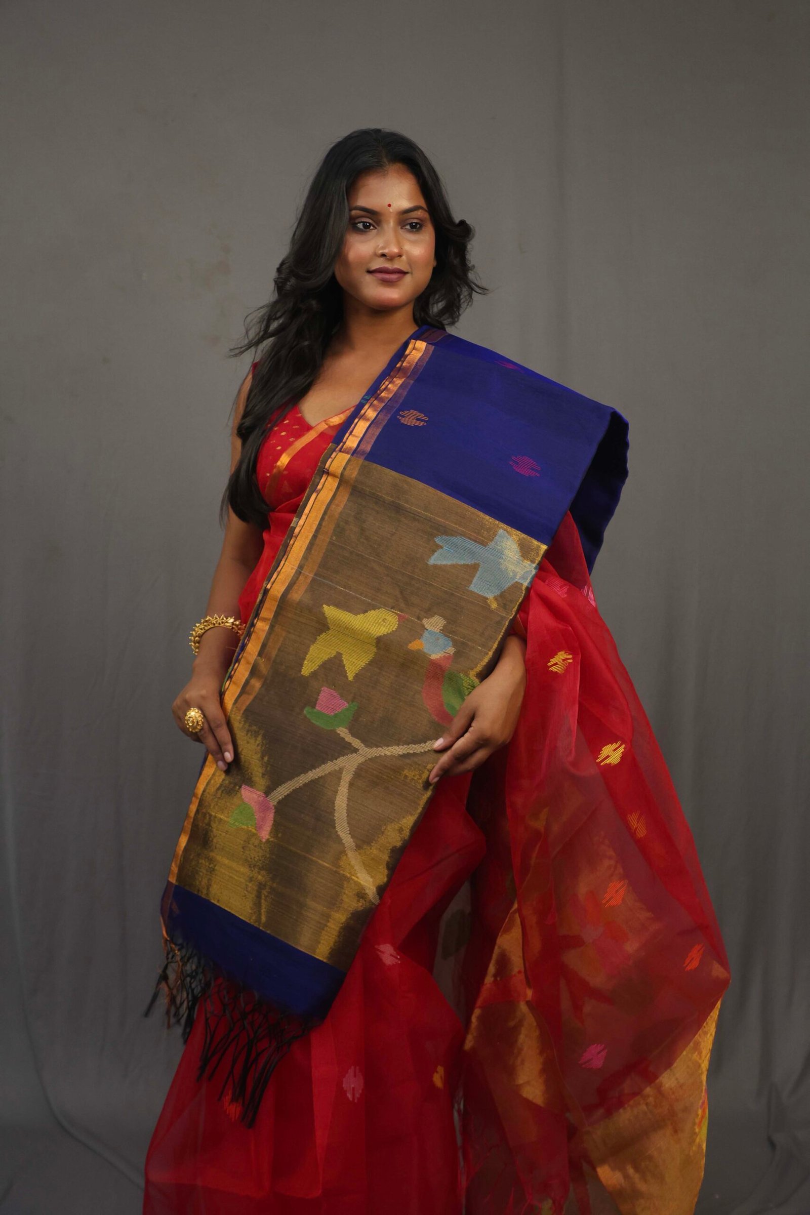 G Allover Moslin Bird Pallu Saree With B.P. - Image 1